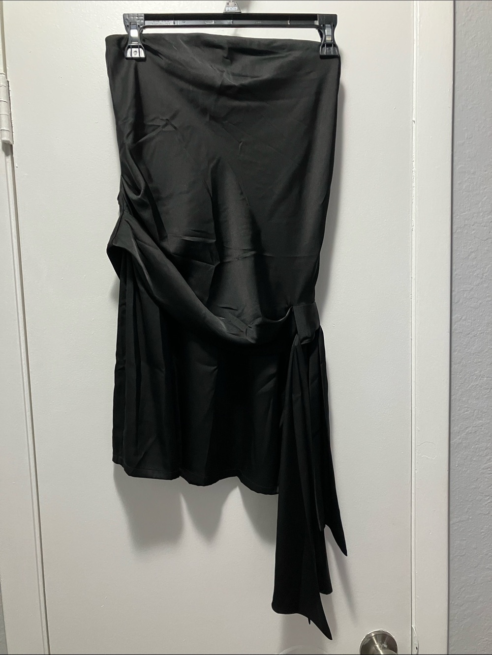 Lavender Brown Black Asymmetrical Tie-Side Short Dress.